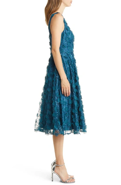 Shop Eliza J Sequin Floral Appliqué Fit & Flare Cocktail Dress In Teal