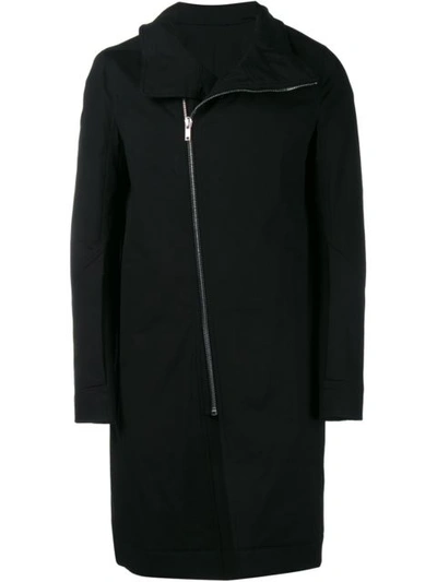 Rick Owens Off-center Zip Fastening Coat In Black