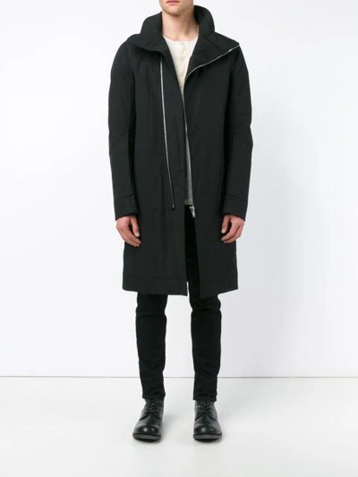 Shop Rick Owens Off Centre Zip Parka In Black