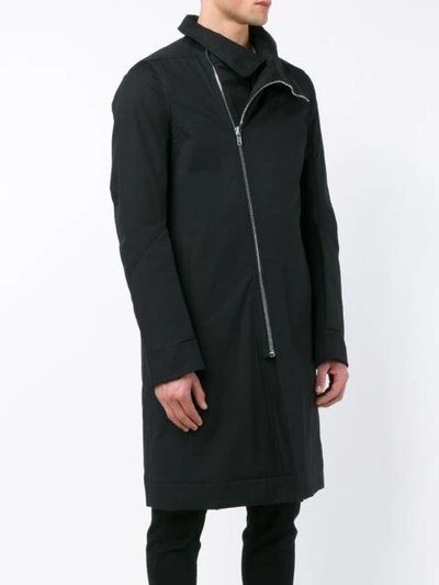 Shop Rick Owens Off Centre Zip Parka In Black