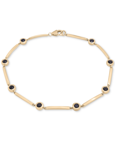 Macy's Onyx Bezel Bar Link Bracelet In 14k Gold In Onyx