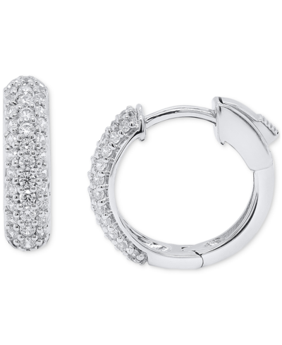 Shop Forever Grown Diamonds Lab Grown Diamond Pave Small Huggie Hoop Earrings (1/2 Ct. T.w.) In Sterling Silver Or 14k Gold-plat