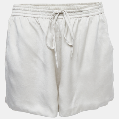 Pre-owned Chloé Off-white Satin Silk Elasticized Waist Shorts M