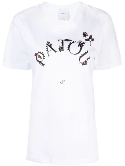Shop Patou Floral Logo-print T-shirt In White