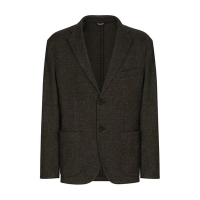 Shop Dolce & Gabbana Prince Of Wales Jersey Single-breasted Jacket In Combined_colour
