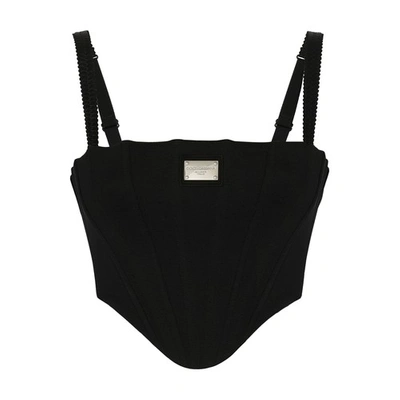 Shop Dolce & Gabbana Jersey Top With Straps In Black