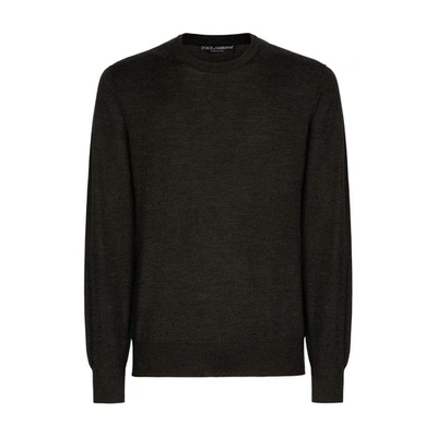 Shop Dolce & Gabbana Extra-fine Cashmere Crewneck Sweater In Very_dark_grey_3