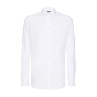 Shop Dolce & Gabbana Cotton Gold-fit Shirt In Optical_white