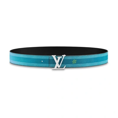 Louis Vuitton Lv Initiales Damier Stripes 40mm Reversible Belt In Bleu