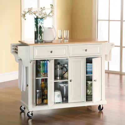 Shop Crosley Furniture Full Size Kitchen Cart With Natural Wood Top In White
