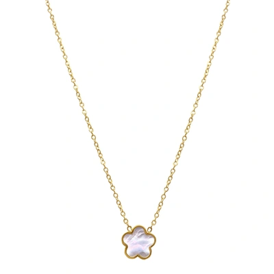 Shop Adornia White Mother Of Pearl Clover Necklace Gold In Blue