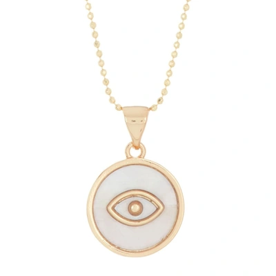 Shop Adornia Mother Of Pearl Evil Eye Pendant Necklace Gold In Silver