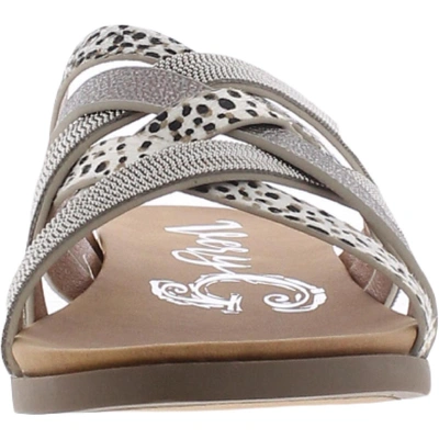 Shop Very G Giselle Womens Faux Leather Animal Print Flat Sandals In Grey