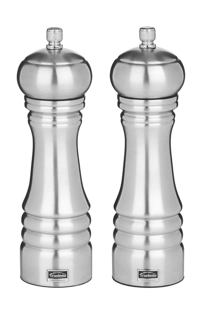 Shop Trudeau 8-inch Professional Salt Mill/pepper Mill Set, Stainless Steel In Silver