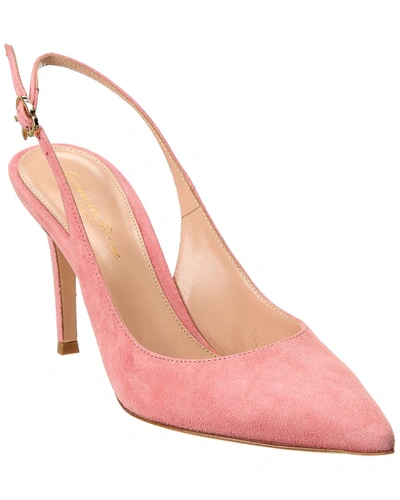 Shop Gianvito Rossi Ribbon Sling 85 Suede Pump In Pink