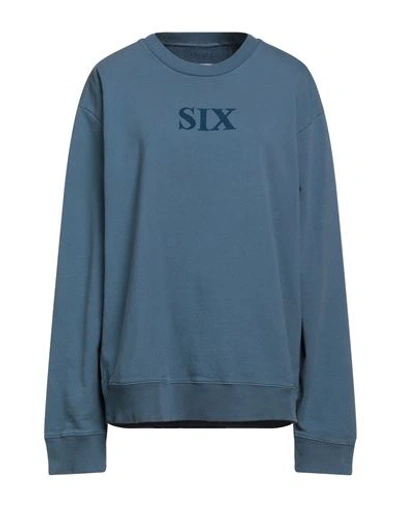 Mm6 Maison Margiela Woman Sweatshirt Slate Blue Size M Cotton In Blue