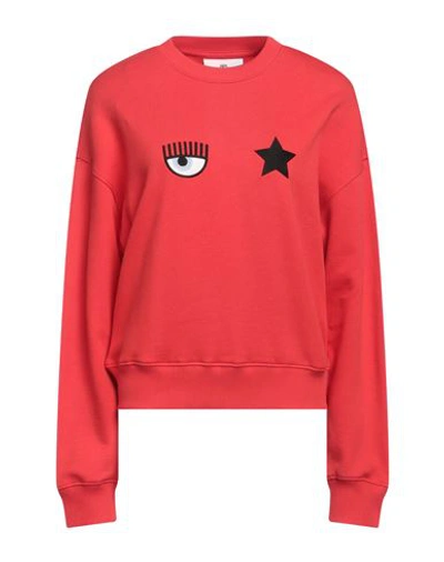 Shop Chiara Ferragni Woman Sweatshirt Red Size M Cotton, Elastane