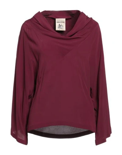 Semicouture Woman Top Plum Size 6 Acetate, Silk In Purple
