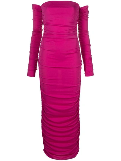 Shop The Andamane Ruched Off-shoulder Maxi Dress In Pink