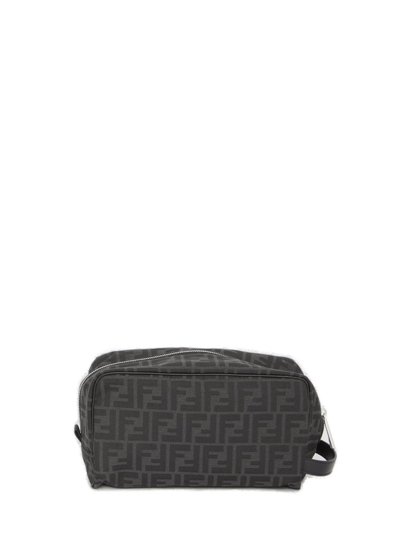 Shop Fendi Ff Detailed Zipped Toiletry Case In Black