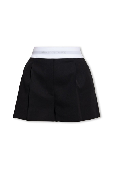 Shop Alexander Wang Pleated Tailored Shorts In Black