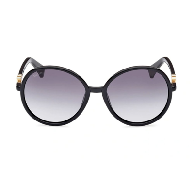 Shop Max Mara Round Frame Sunglasses In Black