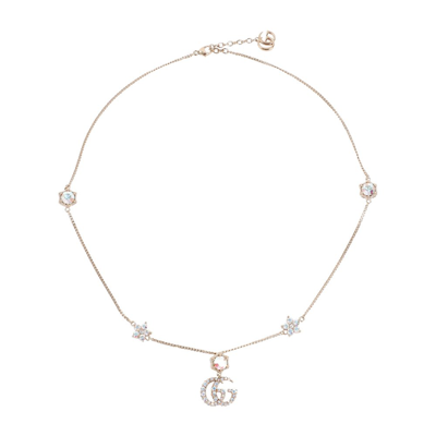 Shop Gucci Logo Plaque Embellished Necklace In Multi