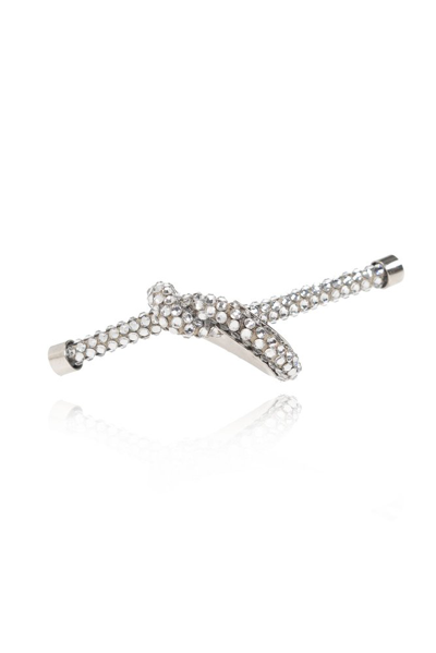 Shop Balenciaga Crystal Embellished Ring In Silver
