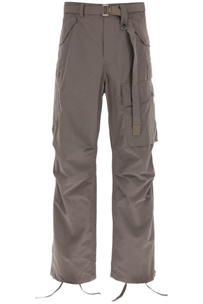Shop Sacai Drawstring Tapered Pants In Brown