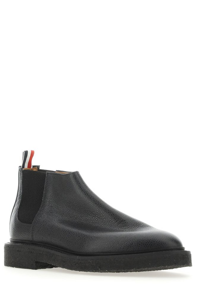 Shop Thom Browne Almond Toe Chelsea Boots In Black