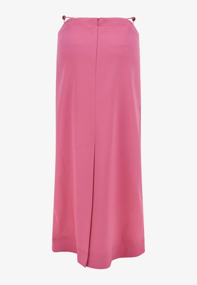 Shop Ganni Double Satin Maxi Skirt In Pink