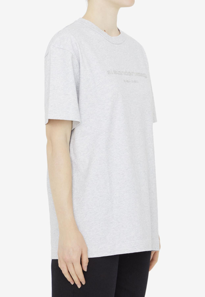 Shop Alexander Wang Embossed Logo T-shirt In Gray