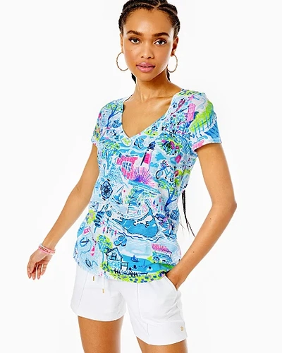 Shop Lilly Pulitzer Etta V-neck Top In Whisper Blue Lilly Loves Nantucket