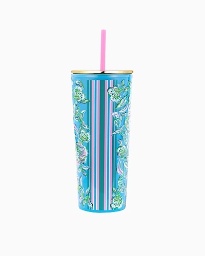 Shop Lilly Pulitzer Tumbler With Straw In Cumulus Blue Chick Magnet