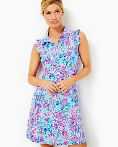 Shop Lilly Pulitzer Upf 50+ Luxletic Silvia Dress In Celestial Blue Seek And Sea