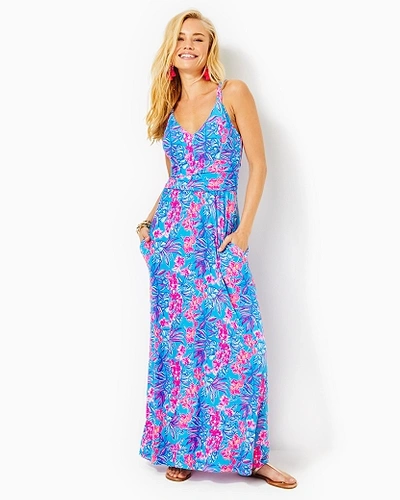 Shop Lilly Pulitzer Blake Maxi Dress In Cumulus Blue Orchid Oasis