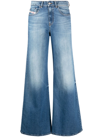 Shop Diesel D-akemi High-waist Wide-leg Jeans In Blue
