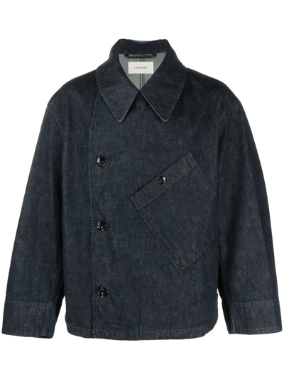 Shop Lemaire Blue Dispatch Asymmetric Denim Jacket