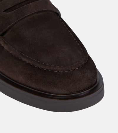 Gianvito Rossi Harris Shearling-lined Suede Loafers In Beige