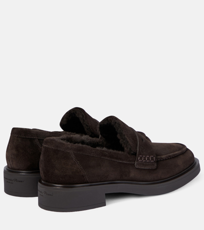 Gianvito Rossi Harris Shearling-lined Suede Loafers In Beige