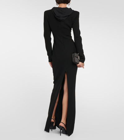 Shop Monot Hooded Crêpe Maxi Dress In Black