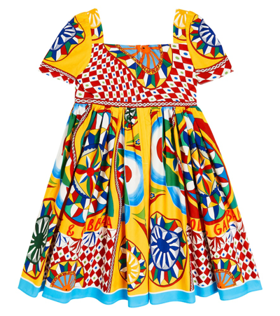 Shop Dolce & Gabbana Carretto Cotton Poplin Dress In Multicoloured