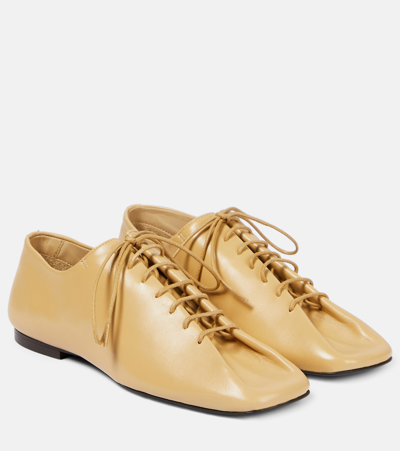 Shop Lemaire Souris Leather Derby Shoes In Beige