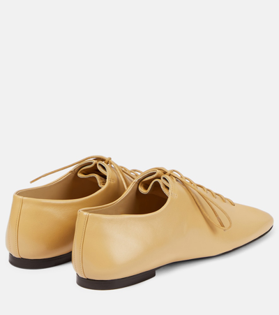 Shop Lemaire Souris Leather Derby Shoes In Beige