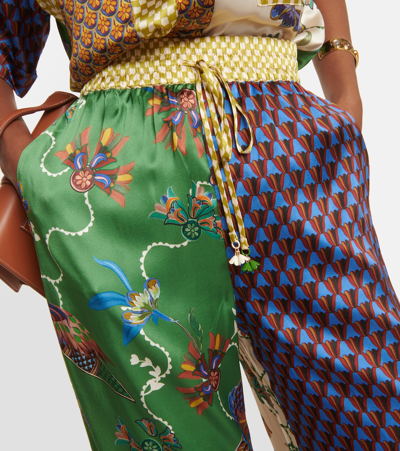 Shop Alemais Alémais Birdie Printed Silk Wide-leg Pants In Multicoloured