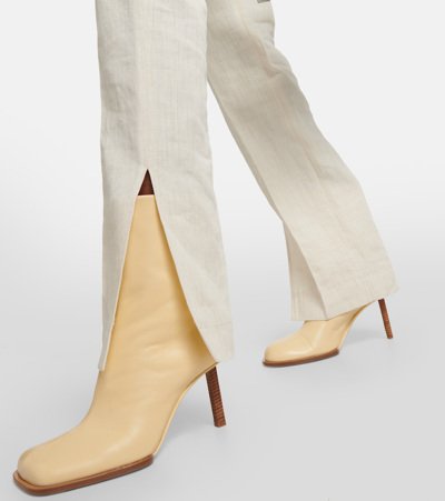 Shop Jacquemus Les Bottines Rond Carré Leather Ankle Boots In White