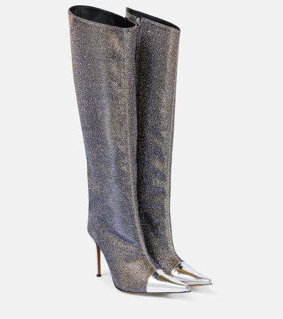 Shop Alexandre Vauthier Metallic Knee-high Boots In Silver