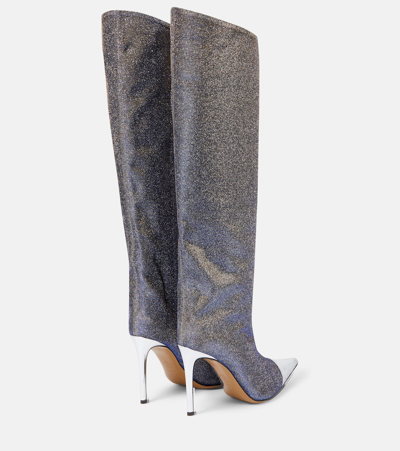 Shop Alexandre Vauthier Metallic Knee-high Boots In Silver