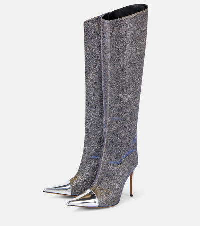 Shop Alexandre Vauthier Metallic Knee-high Boots In Silver