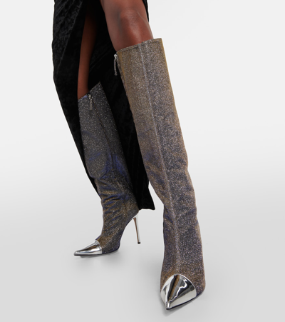 Alexandre Vauthier Metallic Knee-high Boots In Silver